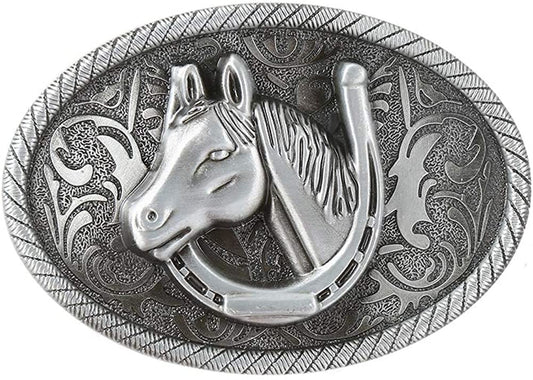 KDG Western Cowboy Belt Buckle for Belt Accessories Custom Buckle Apparel & Accessories > Clothing Accessories > Belt Buckles KDG 1-retro Silver Horse Oval Shape