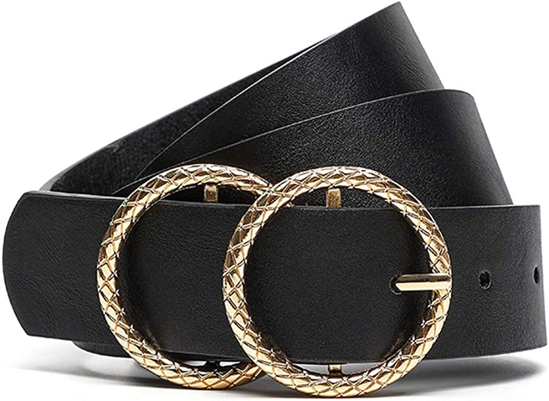 Earnda Women'S Leather Belt Fashion Soft Faux Leather Waist Belts for Jeans Dress Apparel & Accessories > Clothing Accessories > Belts Earnda Black-d X-Small: fits waist from 23"-26"