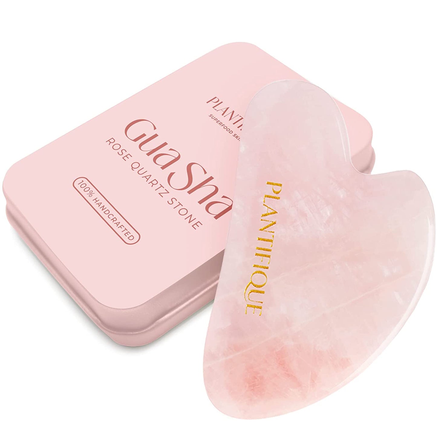 Premium Certified Jade Roller Gift and Gua Sha Set - Includes anti Aging Face Roller and Gua Sha Facial Tool - Face Massager for Your Skincare Routine by Plantifique Health & Beauty > Personal Care > Cosmetics > Cosmetic Tools > Skin Care Tools PLANTIFIQUE Rose Quartz Gua Sha