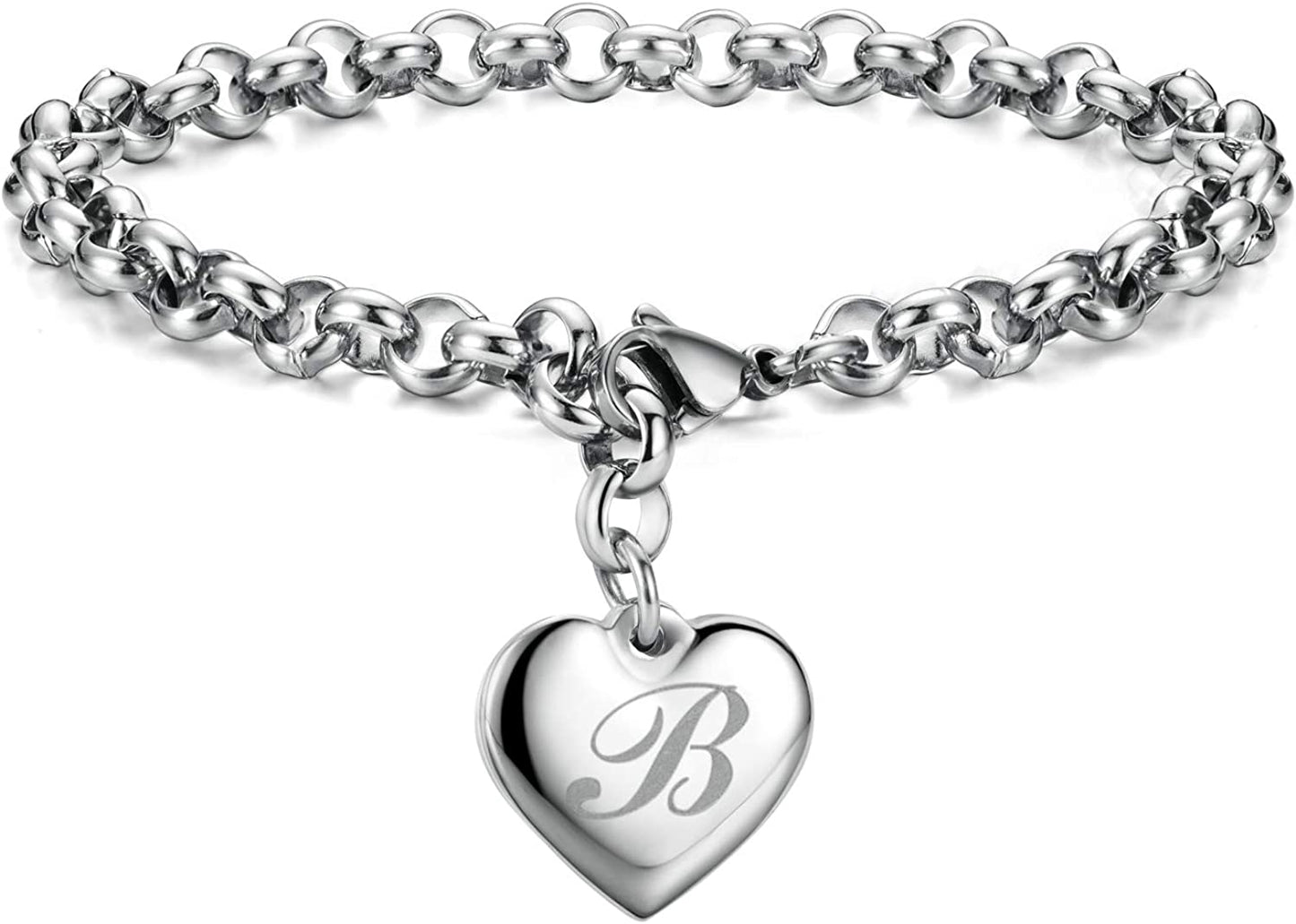 Heart Initial Charm Bracelets for Teen Girls Letters Alphabet Bracelet Jewelry for Girls Gifts for Teenage Girls Apparel & Accessories > Jewelry > Bracelets Monily B