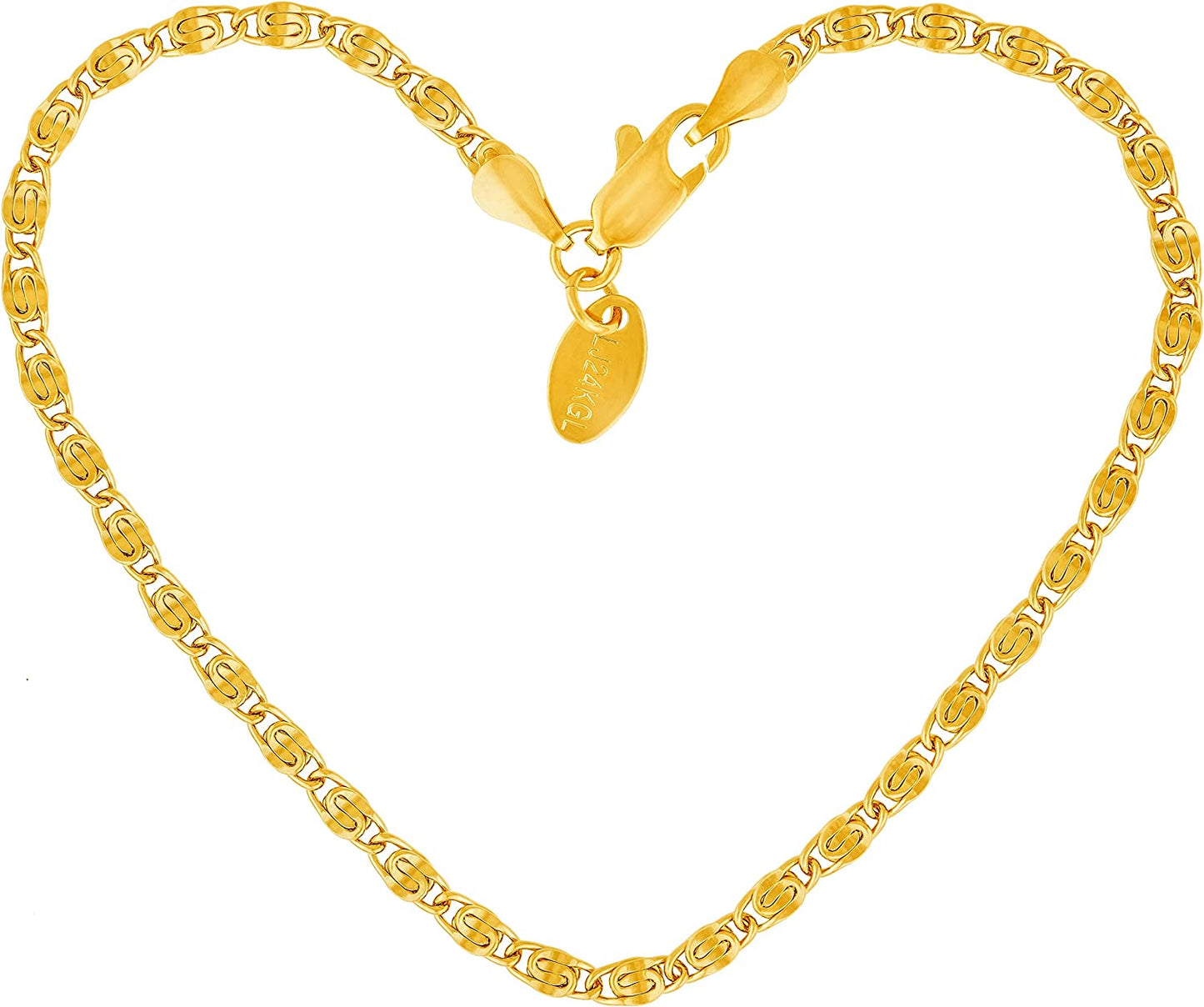 LIFETIME JEWELRY Diamond Cut Scroll Anklet for Women & Girls 24K Gold Plated Bracelet Apparel & Accessories > Jewelry > Anklets LIFETIME JEWELRY 3mm 11.0 Inches