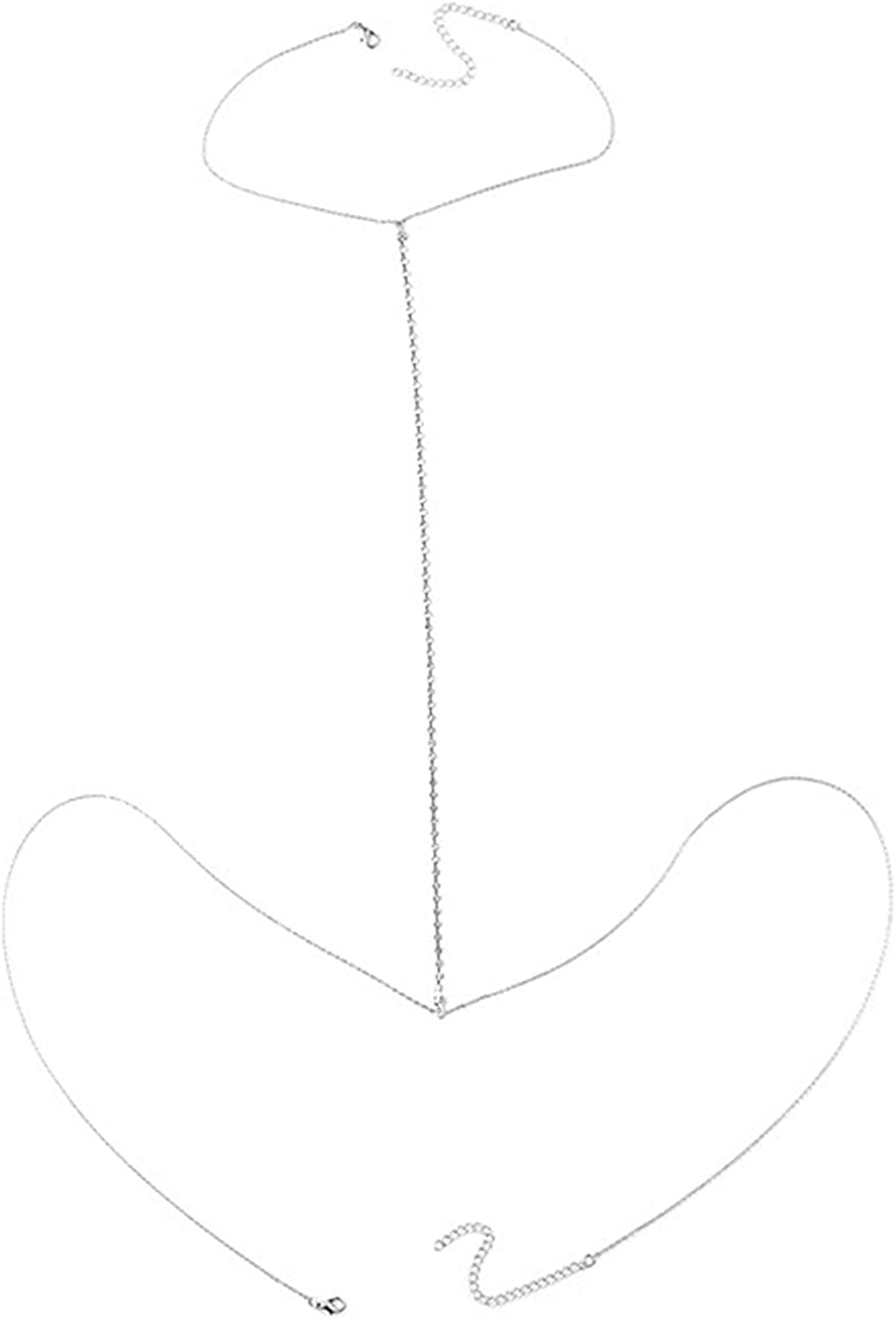 Sexy Rhinestone Bead Tassel Bikini Bra Body Chain for Women Girl Teen Exaggerated 14K Gold Silver Plated Seed Necklace Adjustable Summer Beach Body Jewelry Apparel & Accessories > Jewelry > Body Jewelry Caiyao B silver-1