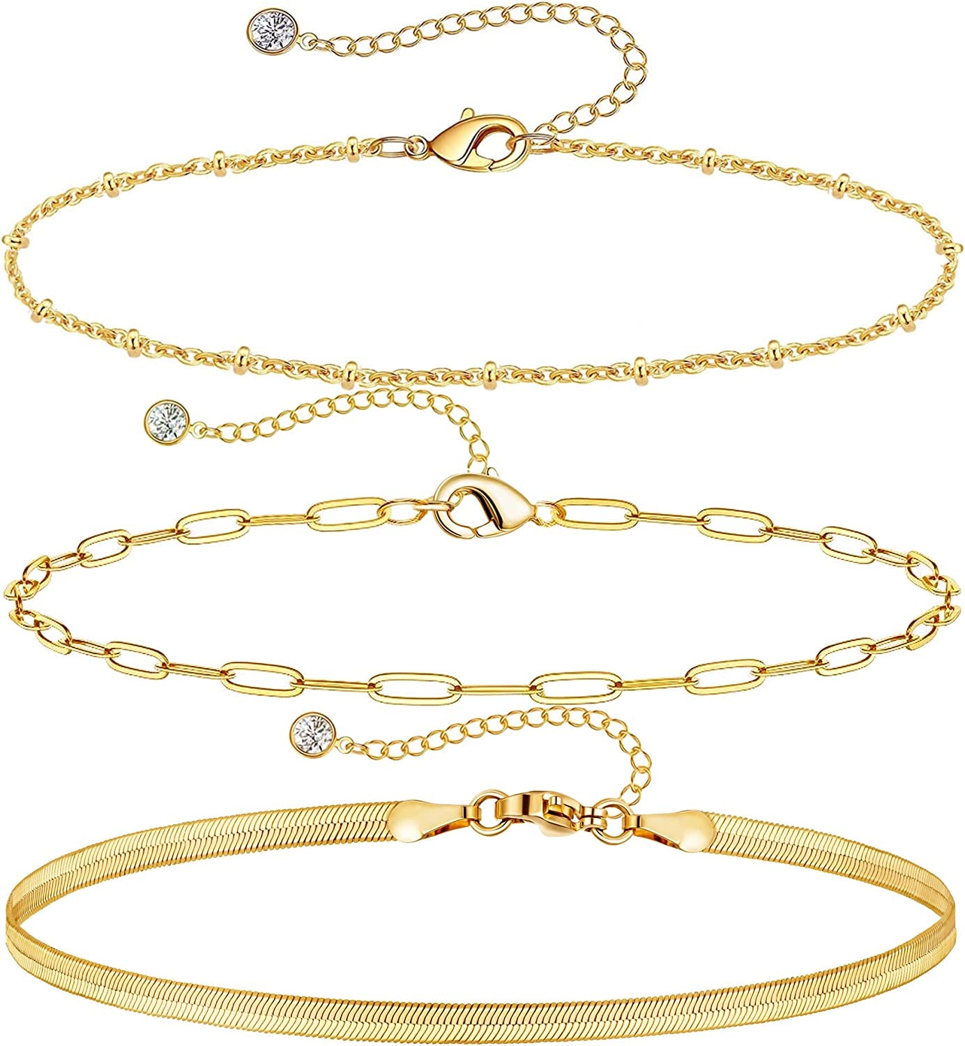 DEARMAY Gold Anklets for Women 14K Gold Ankle Bracelets for Women Waterproof Cuban Link Anklets Set Layered Anklet Bracelets for Women Anklet for Women Gold Jewelry Gift Apparel & Accessories > Jewelry > Anklets DEARMAY F