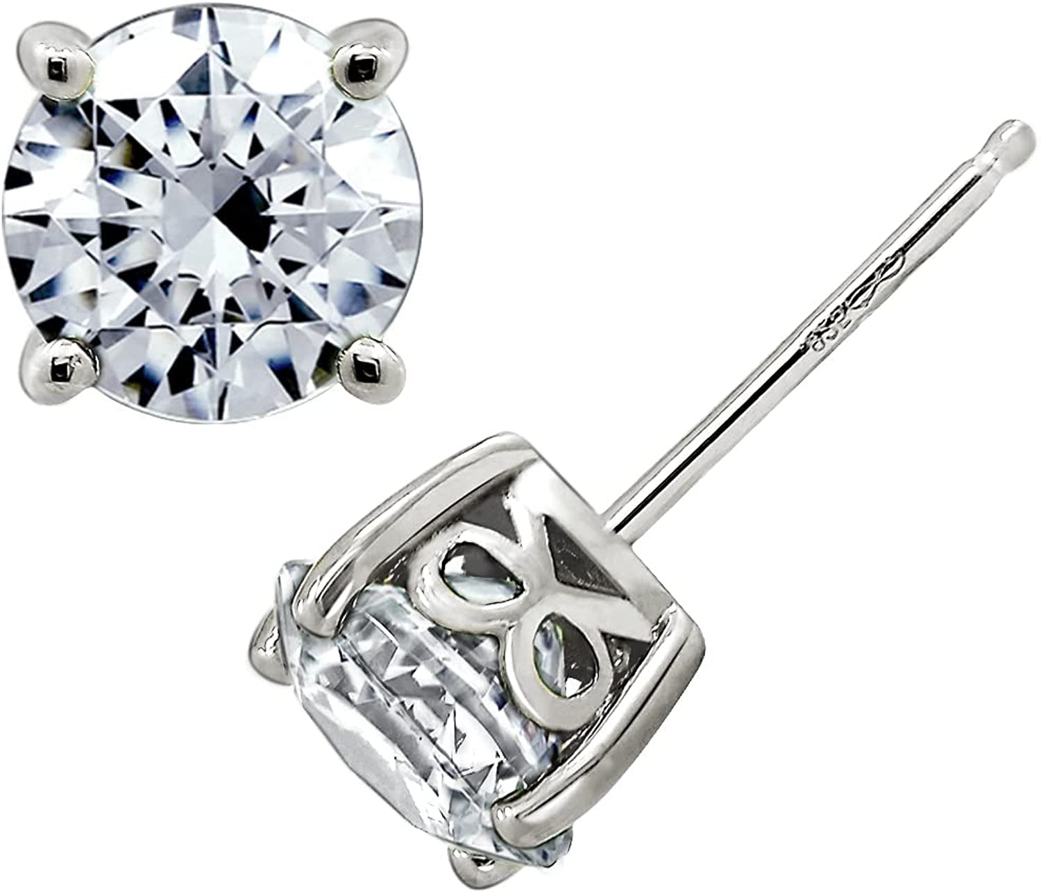 Collection Platinum or Gold Plated Sterling Silver Round-Cut Stud Earrings Made with Infinite Elements Zirconia Apparel & Accessories > Jewelry > Earrings Amazon Collection Platinum-plated 4 cttw