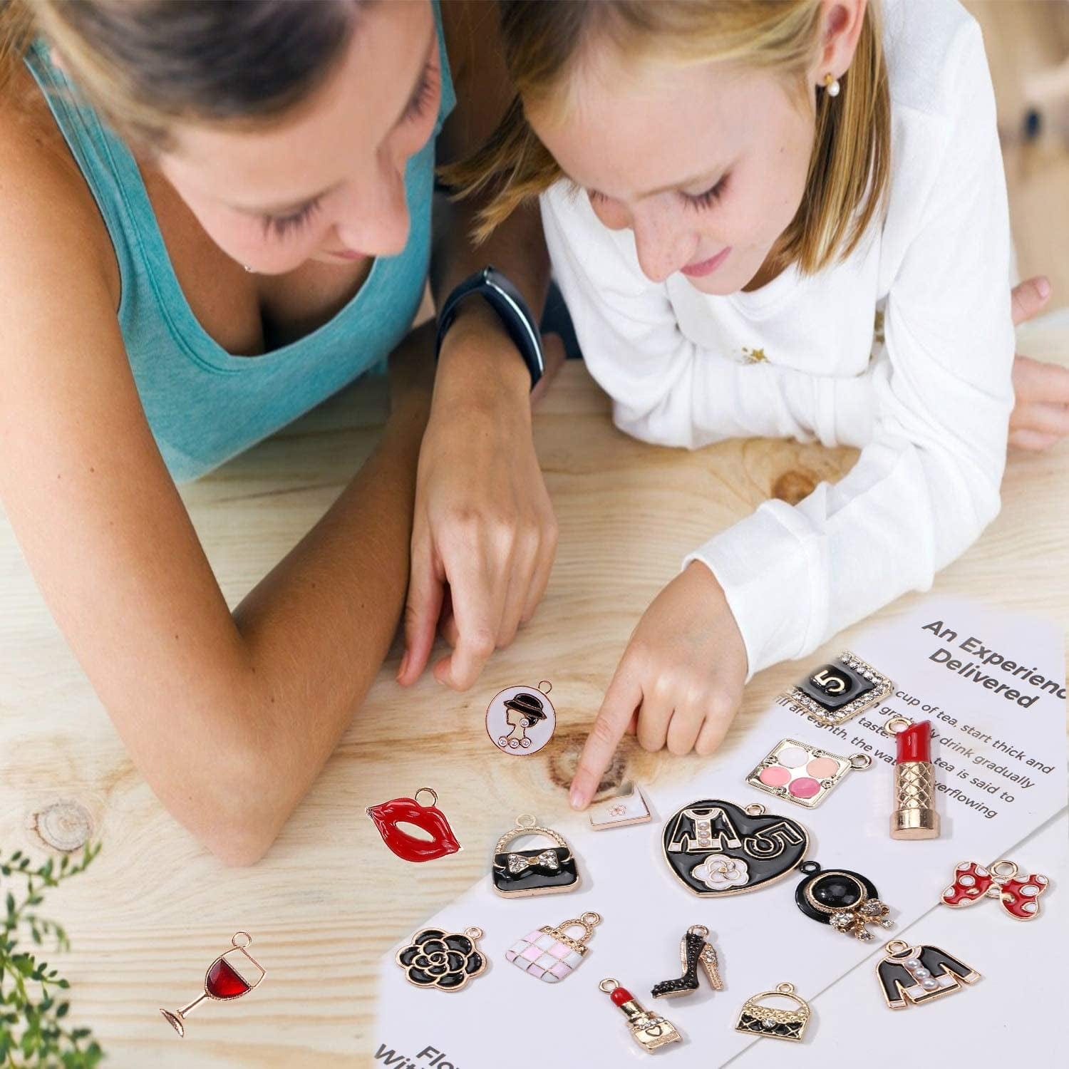 55Pcs Women Assorted Enamel Charms Lipstick Perfume Makeup Charm Pendants DIY Necklace Bracelet Earring for Jewelry Making