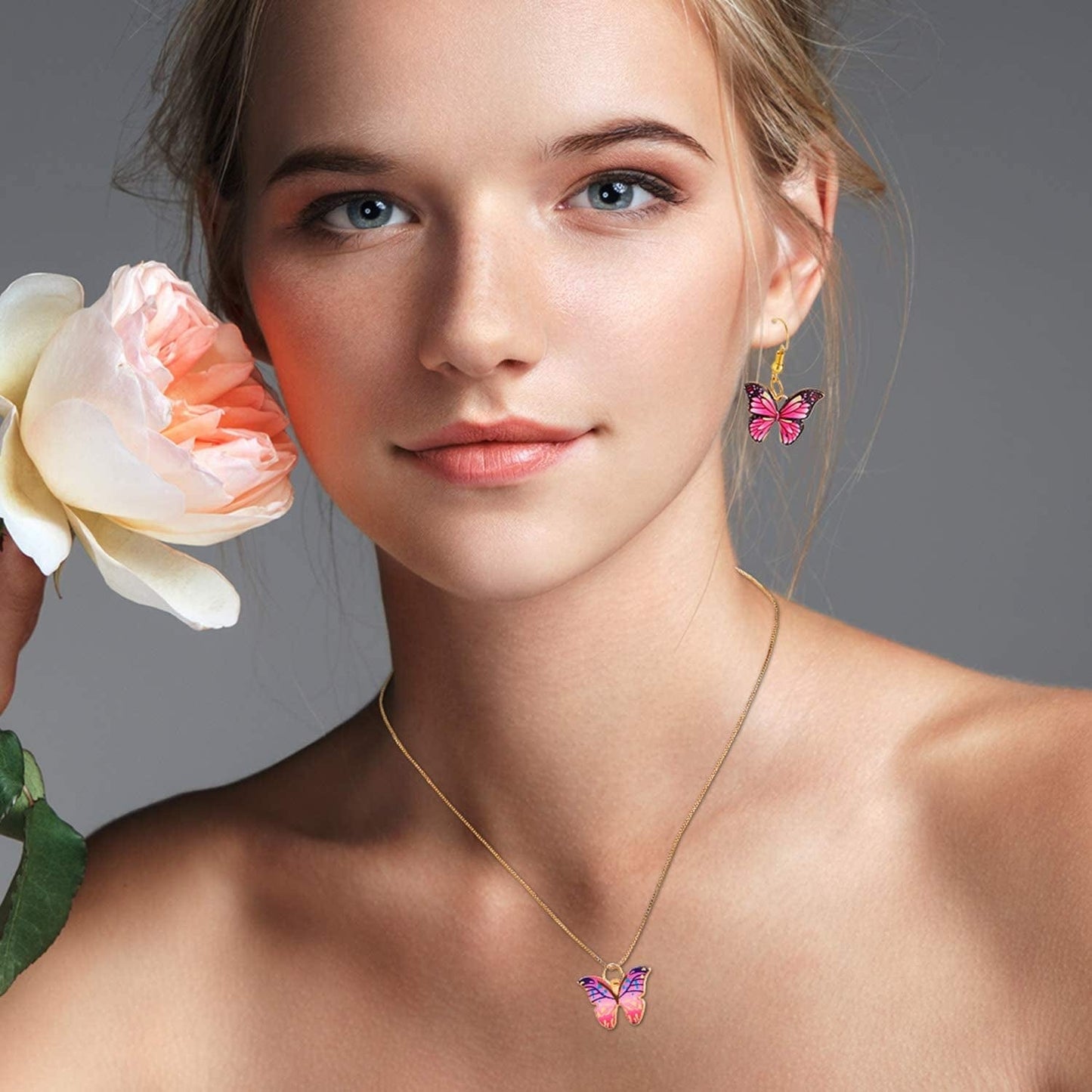 56 Pieces Butterfly Charms Enamel Butterfly Pendants Kawaii Charms for Jewelry Making DIY Necklace Bracelets Accessories