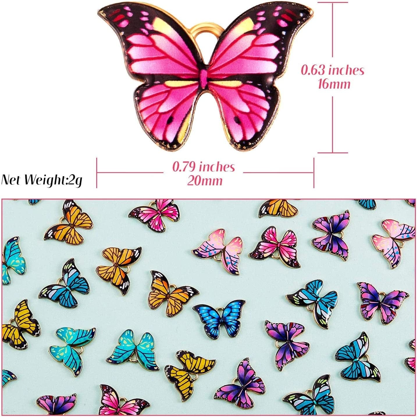 56 Pieces Butterfly Charms Enamel Butterfly Pendants Kawaii Charms for Jewelry Making DIY Necklace Bracelets Accessories