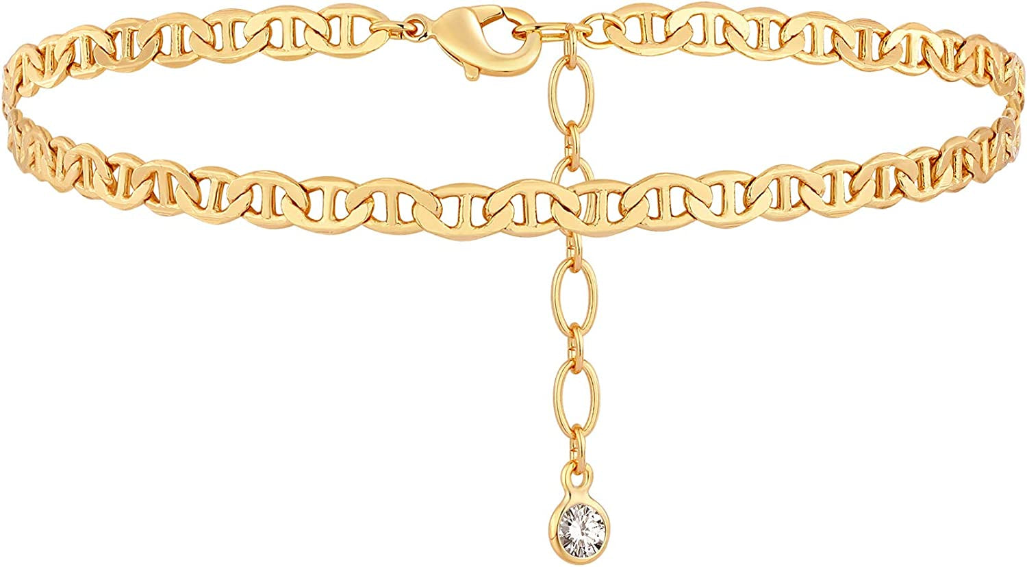 Dremmy Studios Simple Gold Chain Anklet,14K Gold/Silver Plated Dainty Summer Beach Anklets for Women Apparel & Accessories > Jewelry > Anklets DREMMY STUDIOS Flat Marina