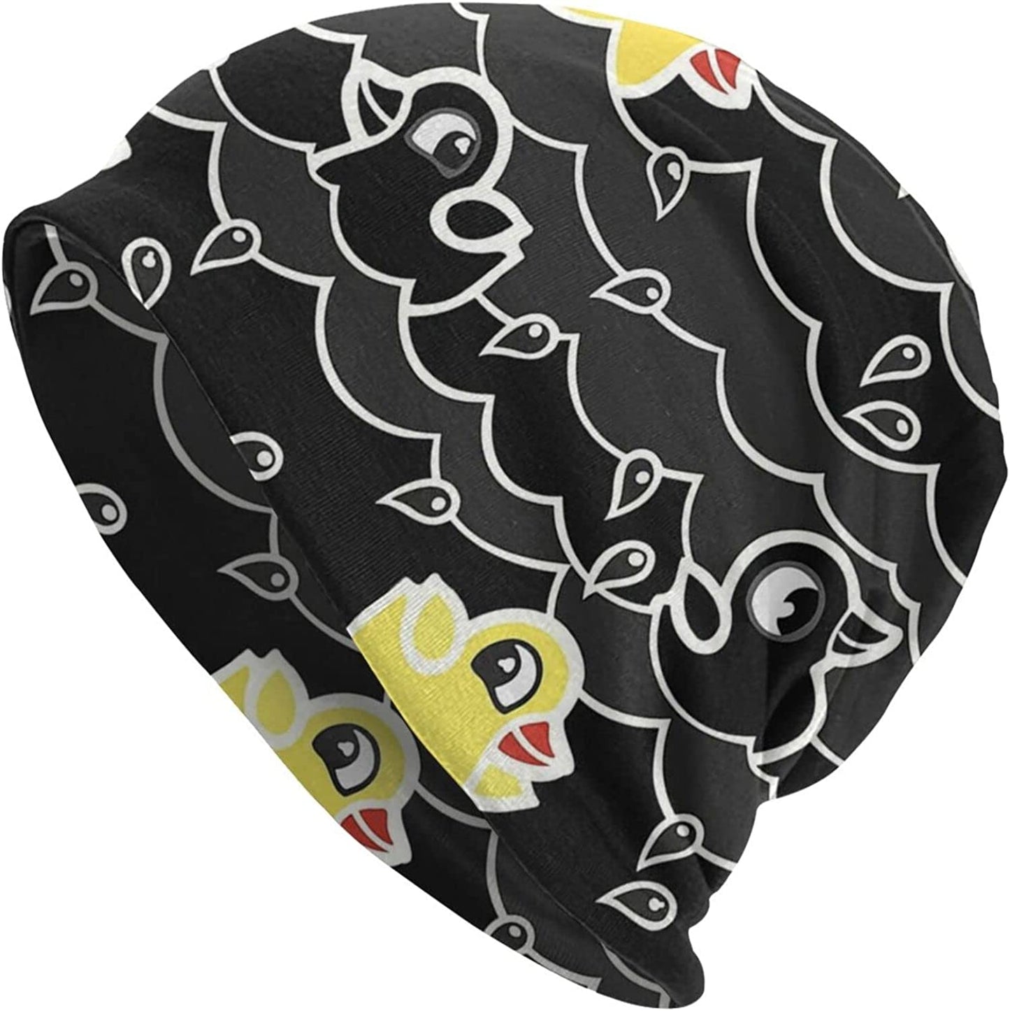 Gold Star Slouchy Beanie Chemo Headwear Knit Hat Scarf Sleep Skull Cap for Women Men Apparel & Accessories > Clothing Accessories > Headwear ybovejuk Cartoon Rubber Ducks Black Water Pattern One Size