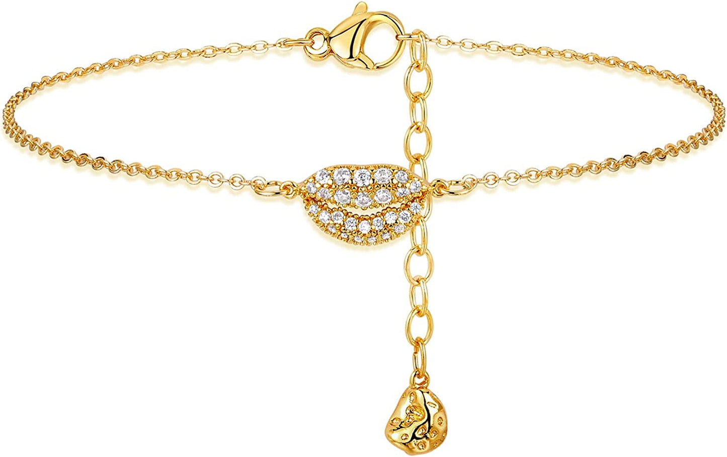 Mevecco Gold Evil Eye Charm Anklet,14K Gold Plated Boho Beach Dainty Cute Tiny Lucky Star Foot Chain Ankle Bracelet Silver Beaded Chain Anklet for Women Apparel & Accessories > Jewelry > Anklets MEVECCO Lip