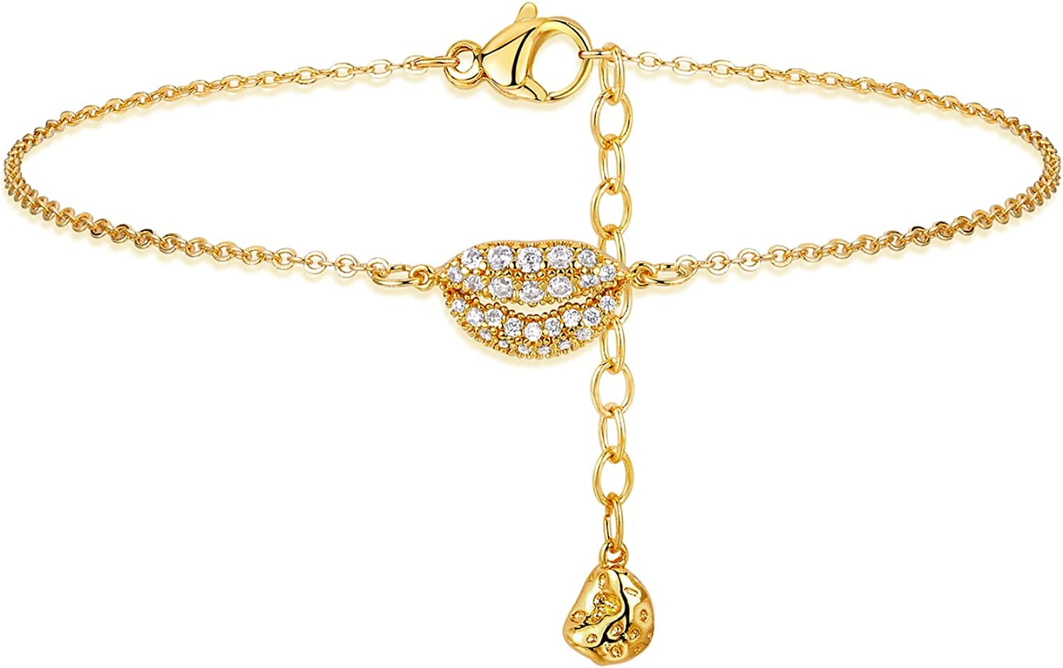 Mevecco Gold Evil Eye Charm Anklet,14K Gold Plated Boho Beach Dainty Cute Tiny Lucky Star Foot Chain Ankle Bracelet Silver Beaded Chain Anklet for Women Apparel & Accessories > Jewelry > Anklets MEVECCO Lip