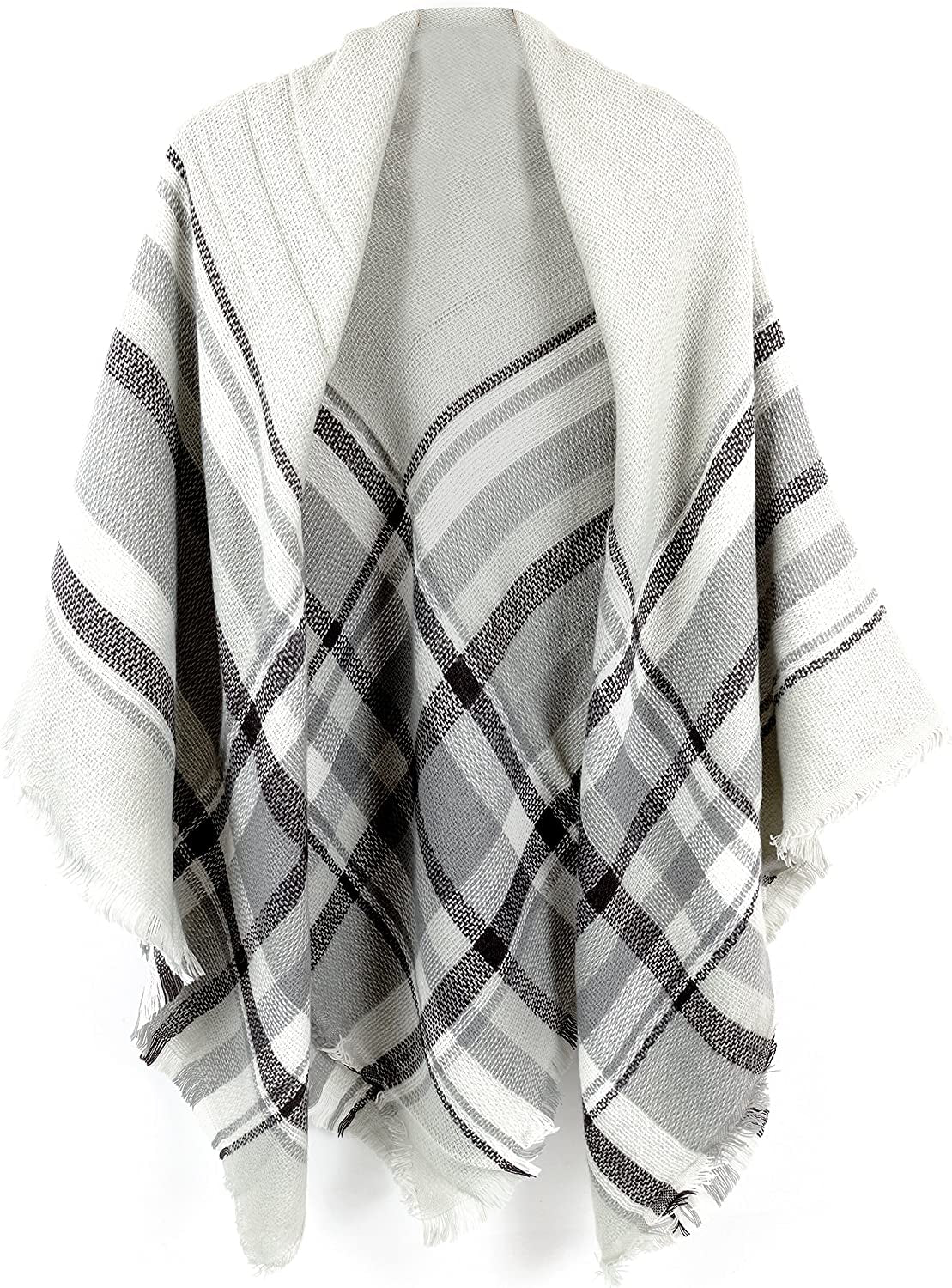 Neal LINK Women'S Plaid Scarf Blanket Wrap Warm Tartan Checked Shawl Tartan Scarves Pashmina Cape Apparel & Accessories > Clothing Accessories > Scarves & Shawls Neal LINK Grey White