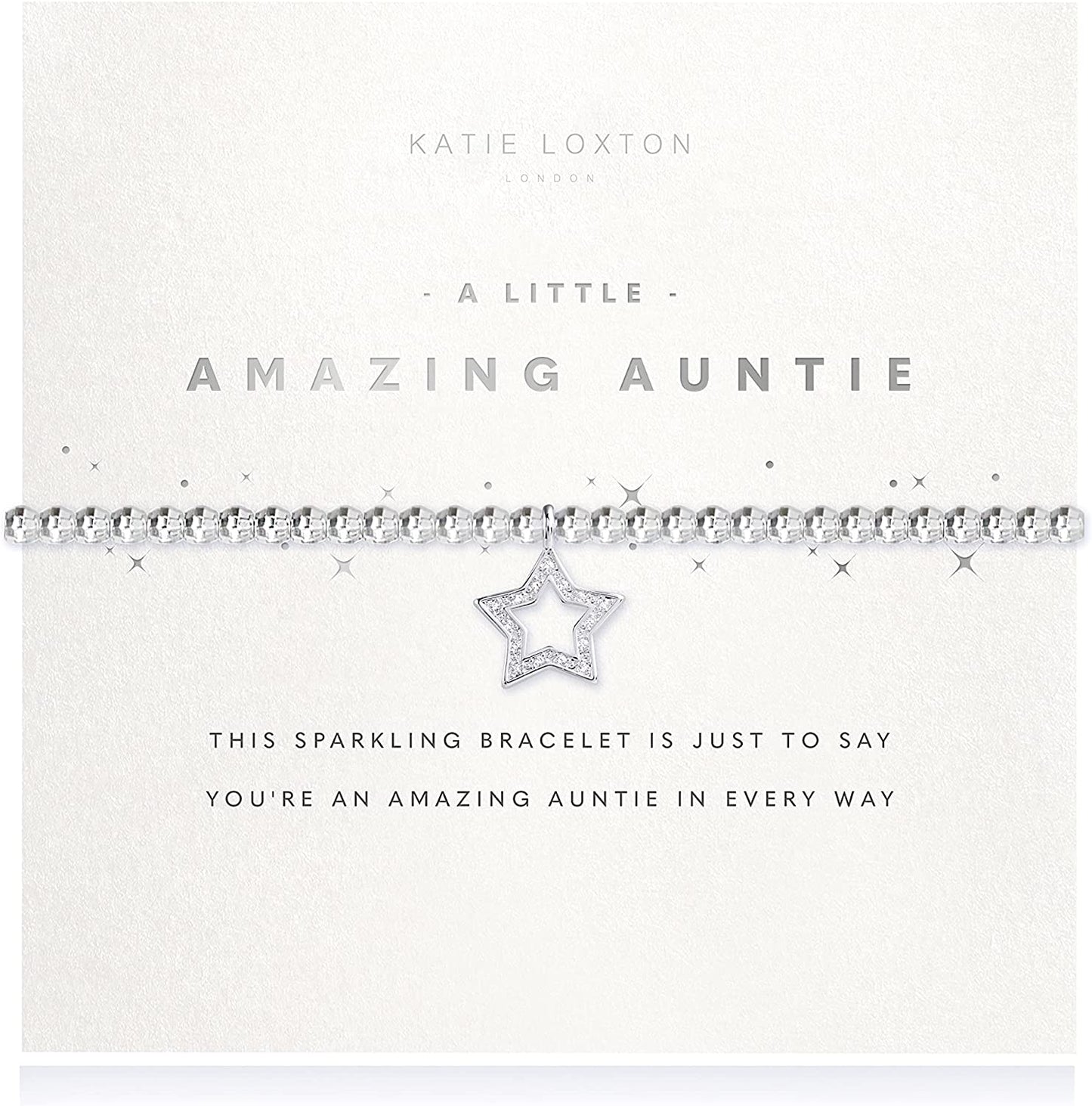 Katie Loxton a Little Family Womens Stretch Adjustable Band Fashion Faceted Charm Bracelet Apparel & Accessories > Jewelry > Bracelets Katie Loxton AMAZING AUNTIE