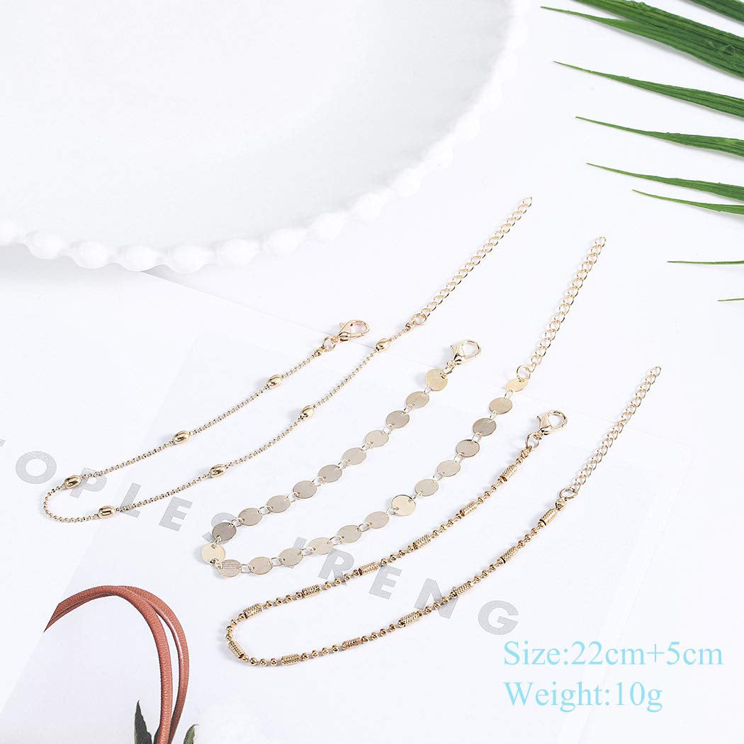 Jeweky Boho Layered Sequines Anklets Beads Foot Jewelry Chain Ankle Bracelets for Women and Girls (Gold) Apparel & Accessories > Jewelry > Anklets Jeweky