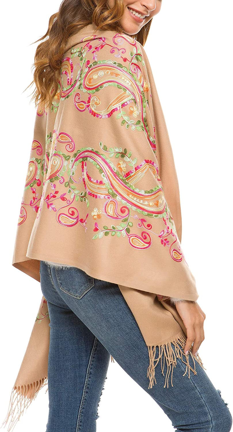 Women'S Embroidered Oversize Tassel Shawl Scarf Wraps for Women Apparel & Accessories > Clothing Accessories > Scarves & Shawls Urban CoCo