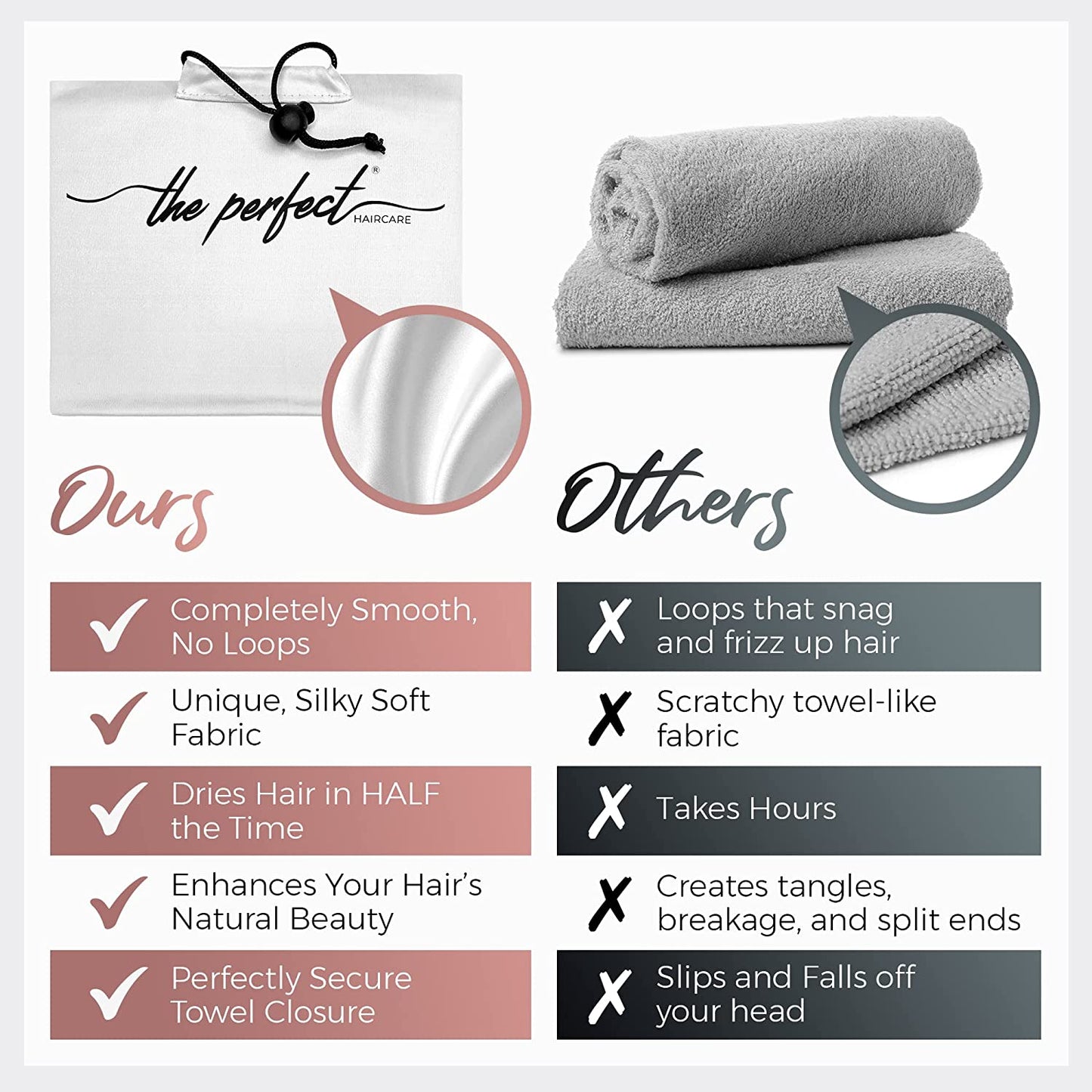 Microfiber Hair Drying Towel Wrap for Curly and Wavy Hair - Large Smooth and Silky Curly Hair Product for Women Girls and Kids - Quick Drying - Works for Hair Extensions - Pink - the Perfect Haircare Health & Beauty > Personal Care > Hair Care The Perfect Haircare