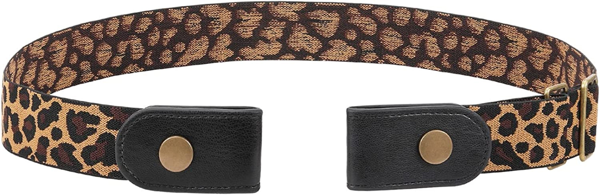 No Buckle Stretch Belt for Women Men Elastic Waist Belt up to 72 Inch for Jeans Pants Apparel & Accessories > Clothing Accessories > Belts WERFORU Leopard- Pants Size 31"-50"
