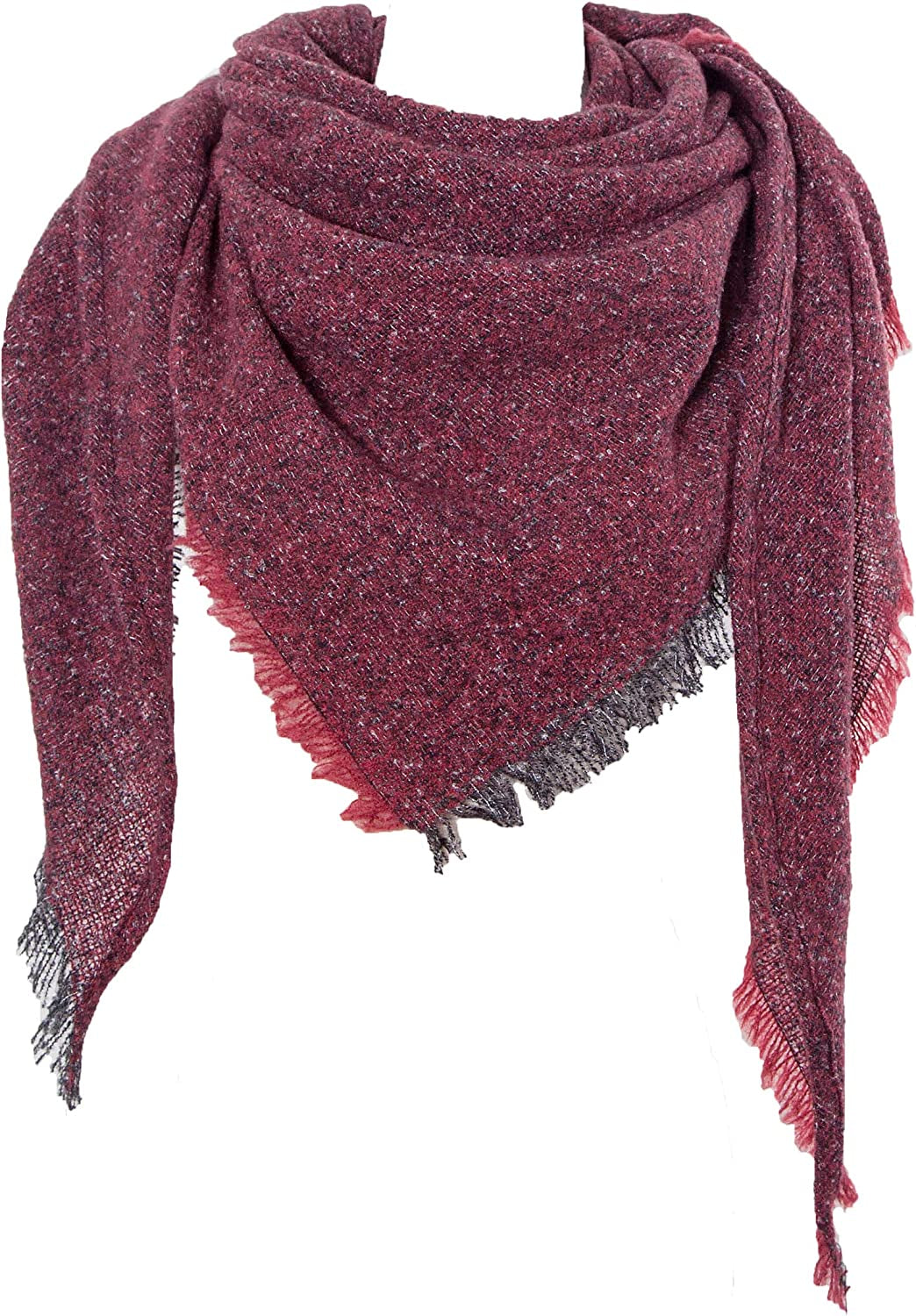 Wander Agio Womens Winter Scarfs Warm Scarf Half Shawls Triangle Scarves Stripe Plaid Apparel & Accessories > Clothing Accessories > Scarves & Shawls Wander Agio Pure Wine Red 19