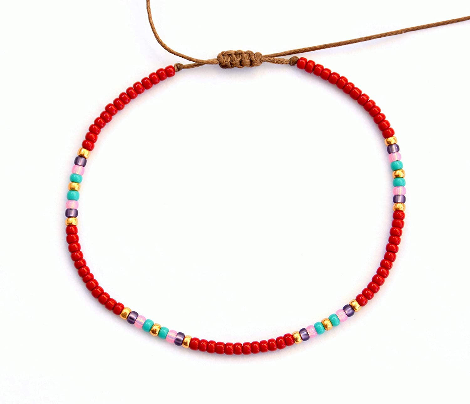 Beaded Anklet for Women, Boho Bohemian Native American Hippie Style, Unique Colorful Waterproof Beach Anklet, Handmade by Tribes Apparel & Accessories > Jewelry > Anklets Tribes by Sara K