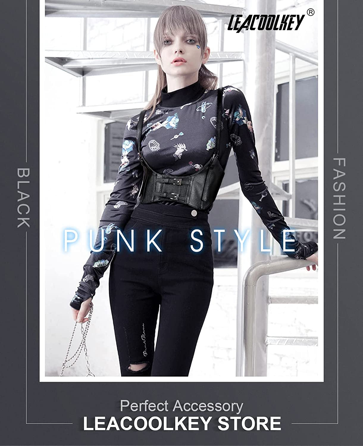 LEACOOLKEY Women Fashion Body Waist Belt Steampunk Underbust Corset Belt for Dress Apparel & Accessories > Clothing Accessories > Belts LEACOOLKEY