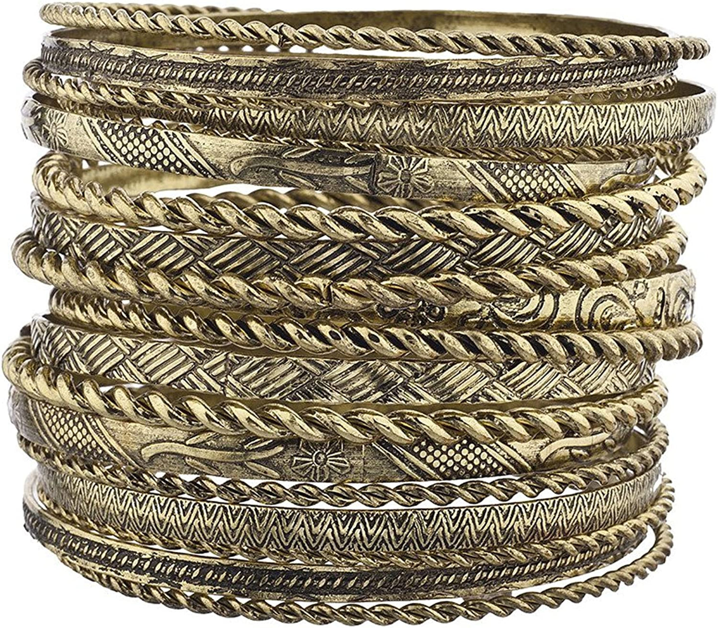 Lux Accessories Flower Mixed Metal Aztec Multi Bangle Set Apparel & Accessories > Jewelry > Bracelets LUX ACCESSORIES BURNISHED GOLD