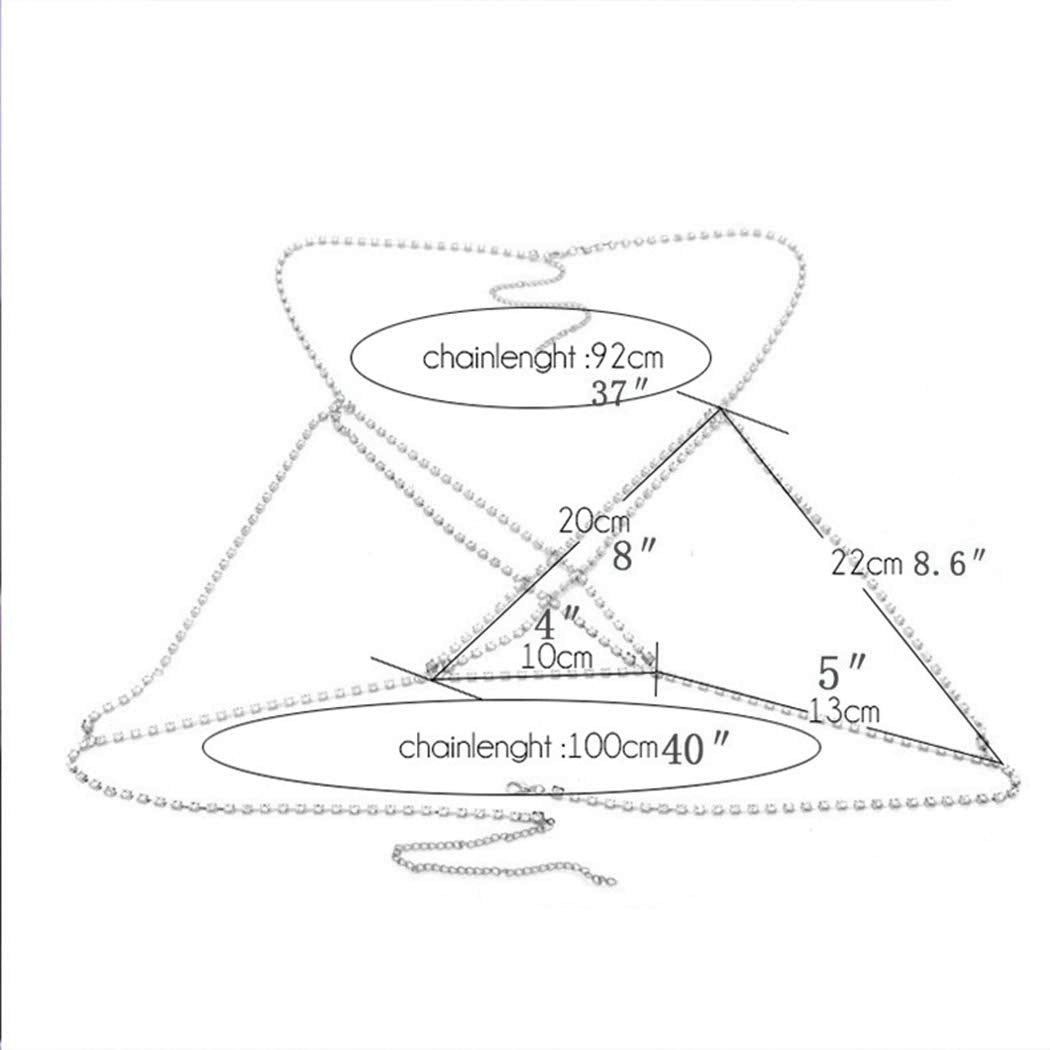 Nicute Boho Body Chain Rhinestone Bikini Bra Chains Summer Costumes Body Jewelry for Women and Girls (Silver) Apparel & Accessories > Jewelry > Body Jewelry Nicute