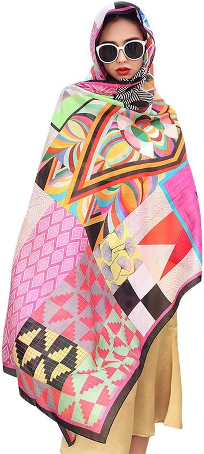 DANA XU Women'S Mulberry Satin Silk Fashion Summer Shawls Large Size Floral Scarf Oversize Soft Wraps for Evening Dresses Apparel & Accessories > Clothing Accessories > Scarves & Shawls DANA XU 17 Pink