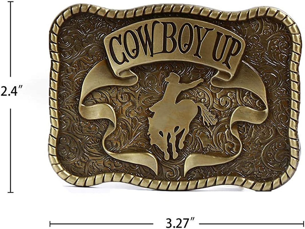 KDG Western Cowboy Gold Belt Buckle for Man Eagle Running Horse Bull Heads Texas Buckle Apparel & Accessories > Clothing Accessories > Belt Buckles KDG