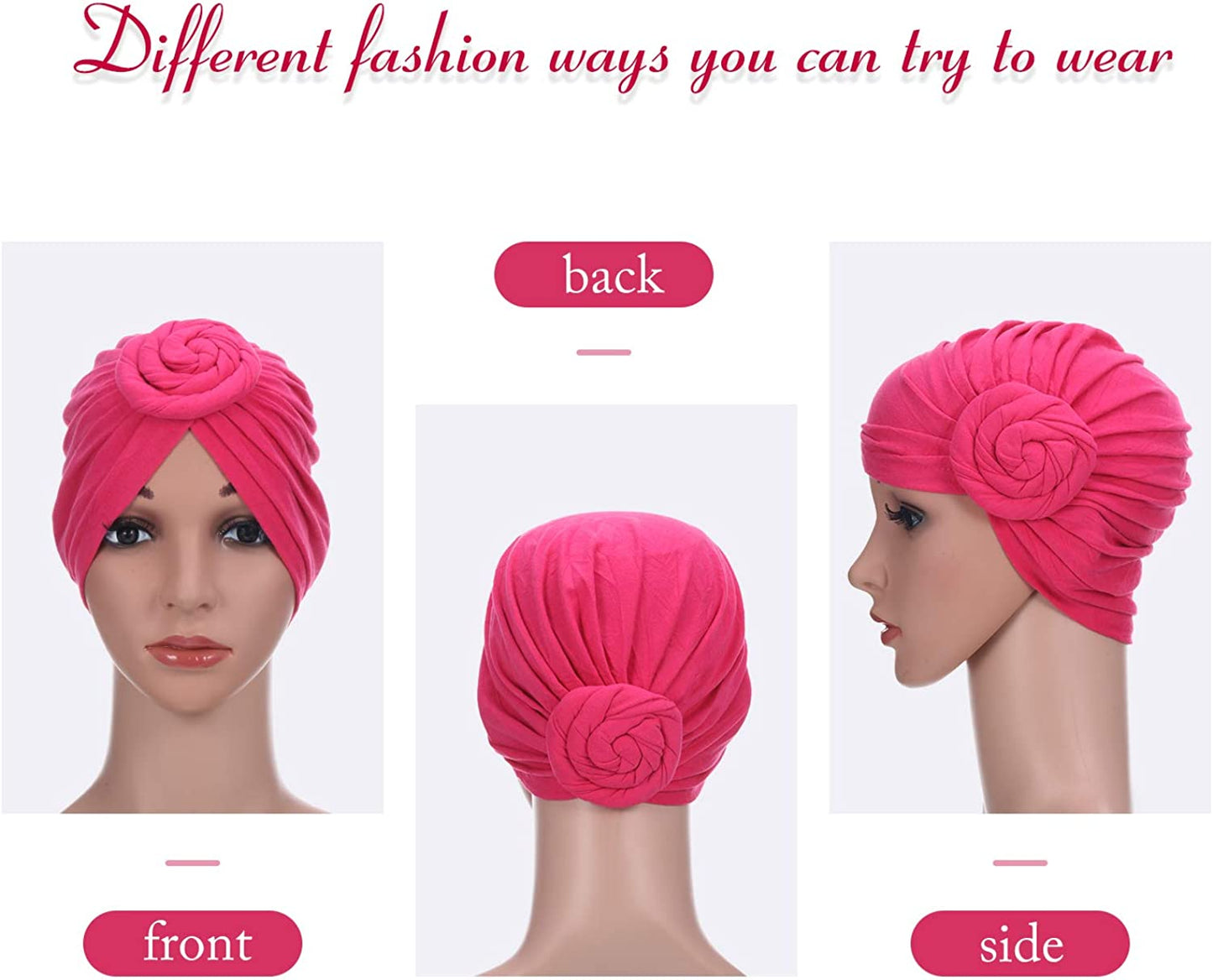 SATINIOR 6 Pieces Women African Turban Flower Knot Pre-Tied Bonnet Beanie Cap Headwrap Apparel & Accessories > Clothing Accessories > Headwear SATINIOR