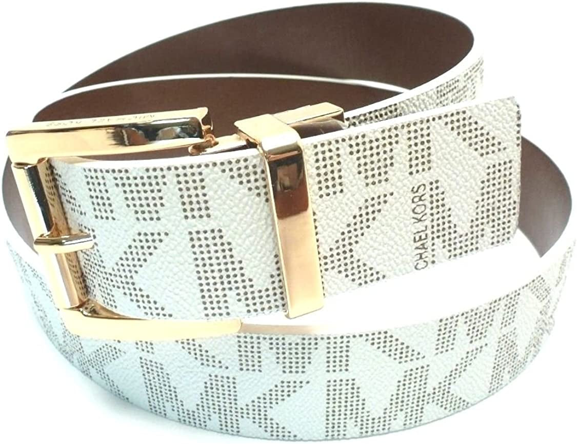 Michael Kors Mk Signature Monogram Logo Reversible Buckle Belt Apparel & Accessories > Clothing Accessories > Belts Michael Kors