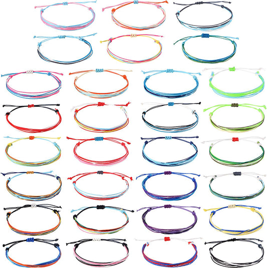 Hicarer 30 Pieces Adjustable Woven Anklets Bracelets Bohemian Braided Rope Bracelets Waterproof Wax Coated Anklets for Women Apparel & Accessories > Jewelry > Anklets Hicarer