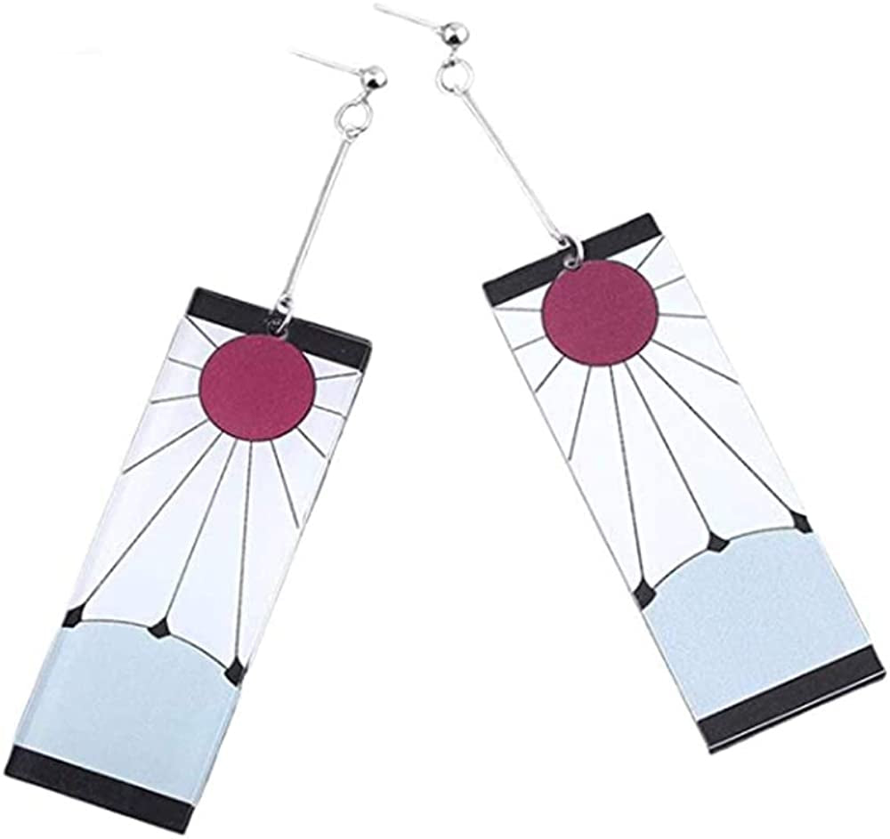 Demon Slayer Tanjiro &Hanafuda Earrings, Acrylic Earrings, Kimetsu No Yaiba Cosplay Anime Earrings Apparel & Accessories > Jewelry > Earrings FunMular ear stud B