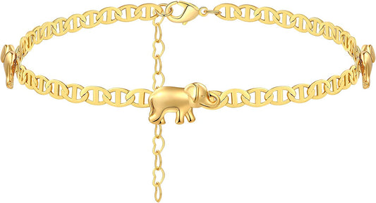 Dainty Anklet Butterfly Elephant 14K Gold Plated Foot Chain Ankle Bracelet Feet Jewelry for Women Apparel & Accessories > Jewelry > Anklets Bestelly Elephant-4 Anklet