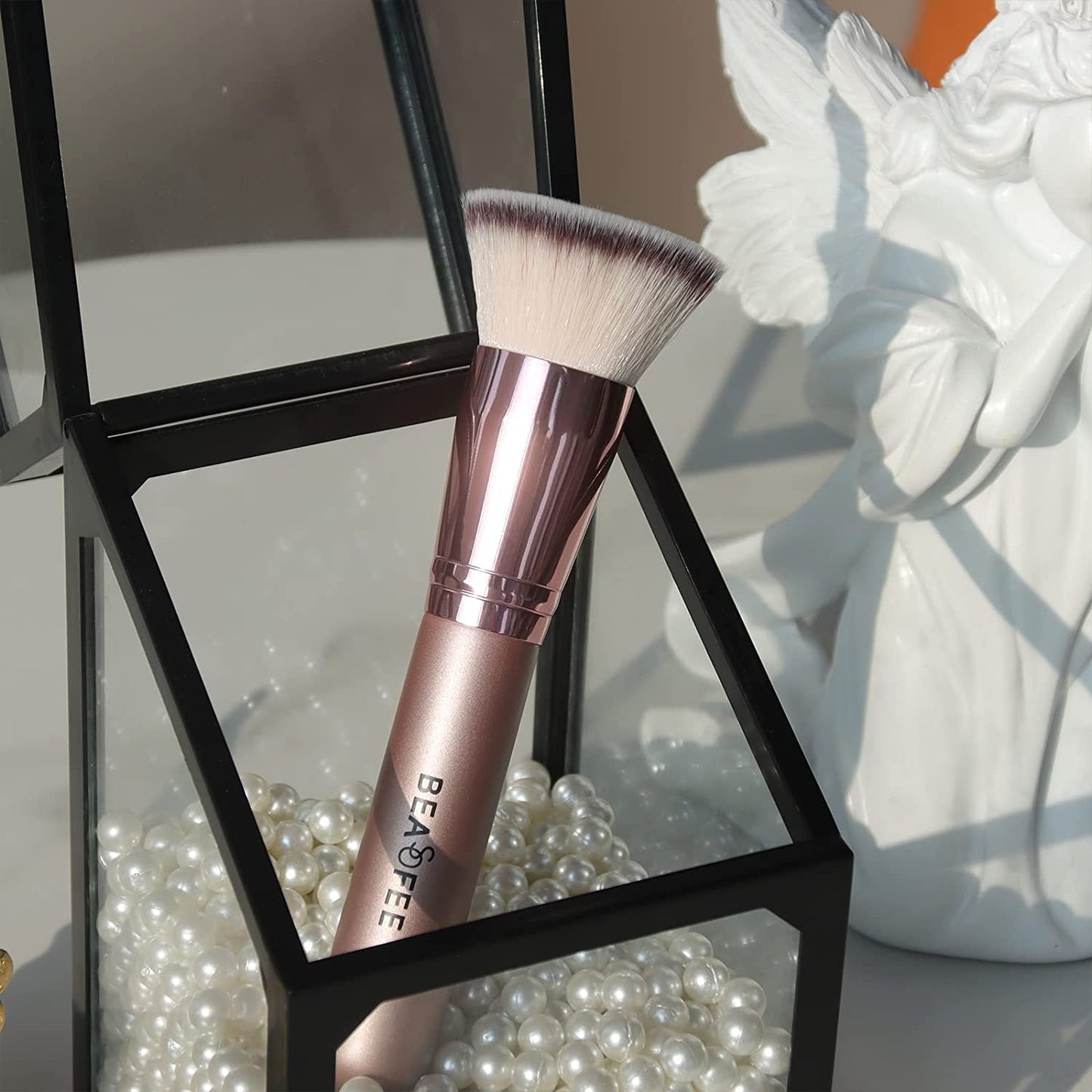 Foundation Makeup Brush Flat Top Kabuki Foundation Brush for Liquid Cream Powder Makeup,The Big Fiber Bristles ,Stippling Buffing Blending Good Premium Face Makeup Brush Set Tools Rose Gold Health & Beauty > Personal Care > Cosmetics > Cosmetic Tools > Makeup Tools BEASOFEE