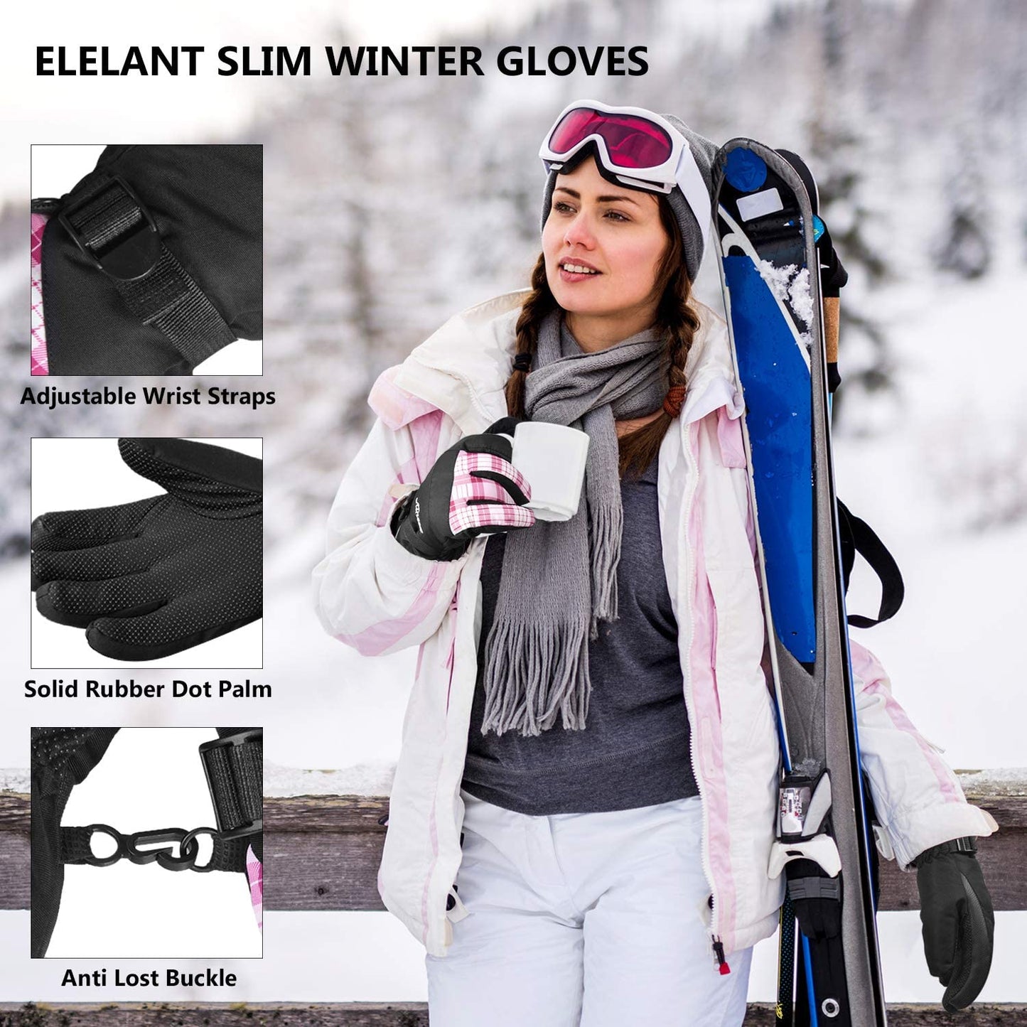 KINEED Waterproof Ski Gloves Touchscreen 3M Thinsulate Winter Warm Snow Gloves for Women Youth Apparel & Accessories > Clothing Accessories > Gloves & Mittens KINEED