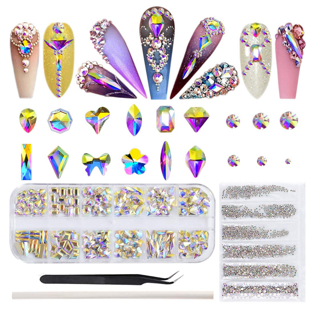 Micro AB Rhinestones with Glue and Tool, 1 Bottle of Ultra Mini 1.2Mm Caviar Beads Rhinestones for 3D Nail Art with 8Ml Glue and Tool Included Health & Beauty > Personal Care > Cosmetics > Cosmetic Tools > Nail Tools ULGAI AB 180
