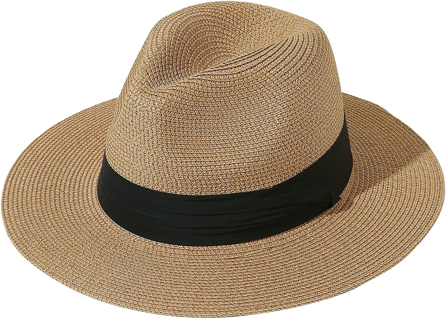 JOYEBUY Womens UPF50 Foldable Summer Straw Hat Wide Brim Fedora Sun Beach Hat Apparel & Accessories > Clothing Accessories > Hats JOYEBUY Brown