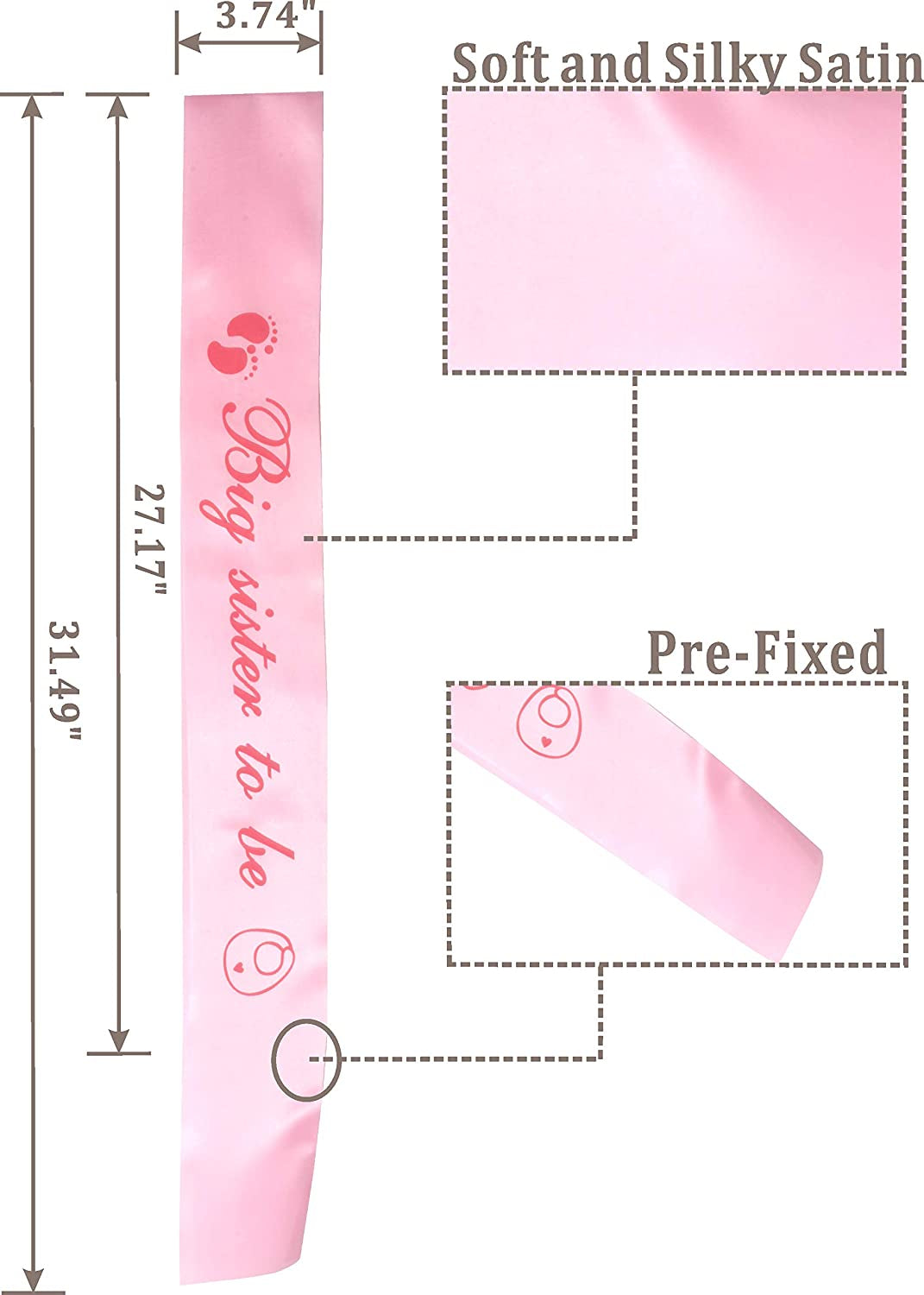 I Am Going to Be Big Sister, Big Sister Flower Crown, Sash and Pin, Daughter Get Promoted to Big Sisters Idea Gift Set, Satin Big Sister to Be for Baby Shower Sash, Big Sister Party Supplies (Pink) Apparel & Accessories > Clothing Accessories > Sashes MEANT2TOBE