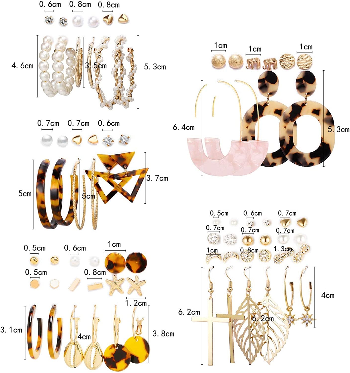 Earrings Set for Women Girls, Funtopia 61 Pairs Fashion Tassel Earrings Acrylic Hoop Stud Drop Dangle Earrings for Birthday Party Gift, Assorted Styles and Colors Apparel & Accessories > Jewelry > Earrings Funtopia