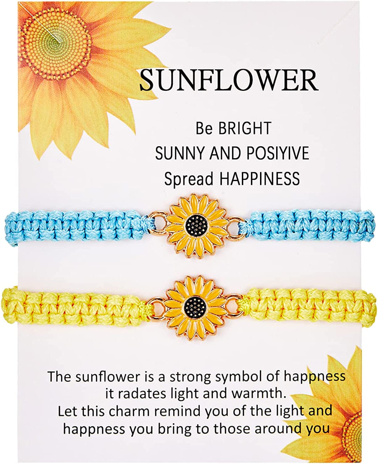 Sunflower Bracelet Anklet Pinky Promise Friendship Adjustable Bracelet Anklet Sunflower Best Gifts for Best Friends Couple Family Apparel & Accessories > Jewelry > Anklets iDIMSON Yellow & Light Blue