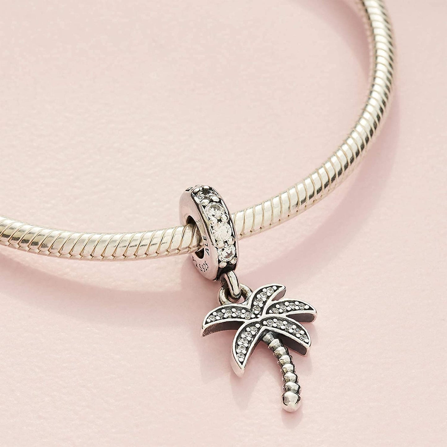 EZ Tuxedo Palm Tree Dangle Charms 925 Sterling Silver Tree Pendant with Cubic Zirconia for Bracelets Apparel & Accessories > Jewelry > Bracelets EZ Tuxedo pandora charms summer