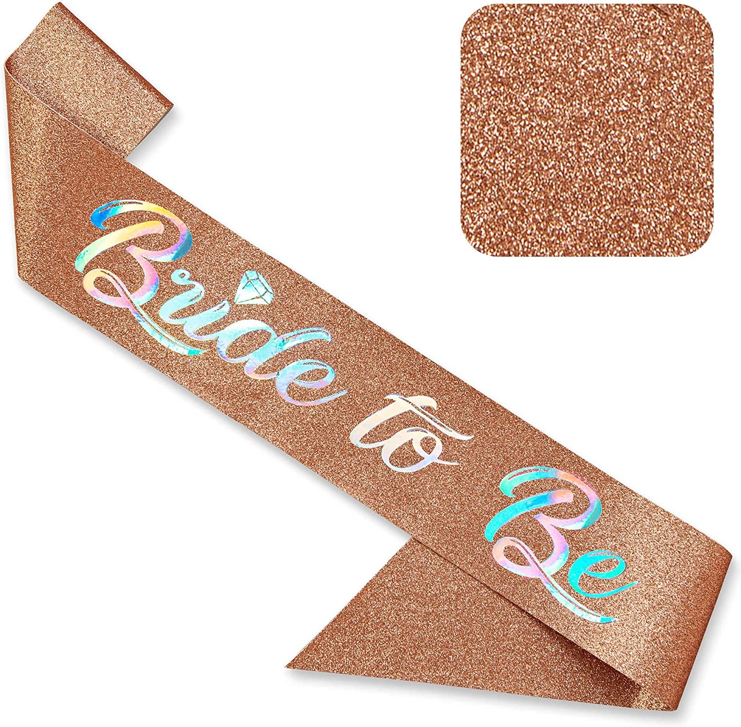 CORRURE 'Bride to Be' Sash for Bachelorette Party - Bridal Shower Rose Gold Glitter Sash with Multicolor Foil Lettering - Hen Party Decorations Supplies Accessories, Wedding Engagement Party Favors Apparel & Accessories > Clothing Accessories > Sashes CORRURE Rose Gold - Multicolor
