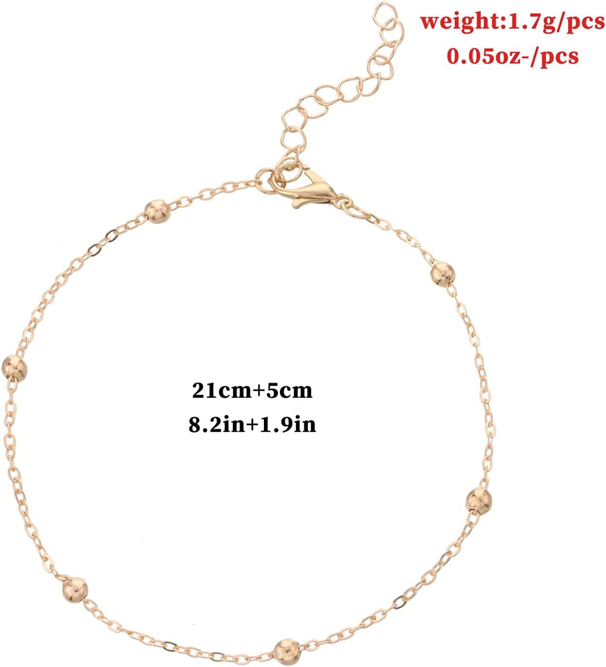 Gold Anklets for Women Dainty Link Ankle Bracelets Chain Adjustable Pearl Charm Anklet Beach Jewelry for Teen Girls Mom Birthday (Gold, One Size) Apparel & Accessories > Jewelry > Anklets Generic