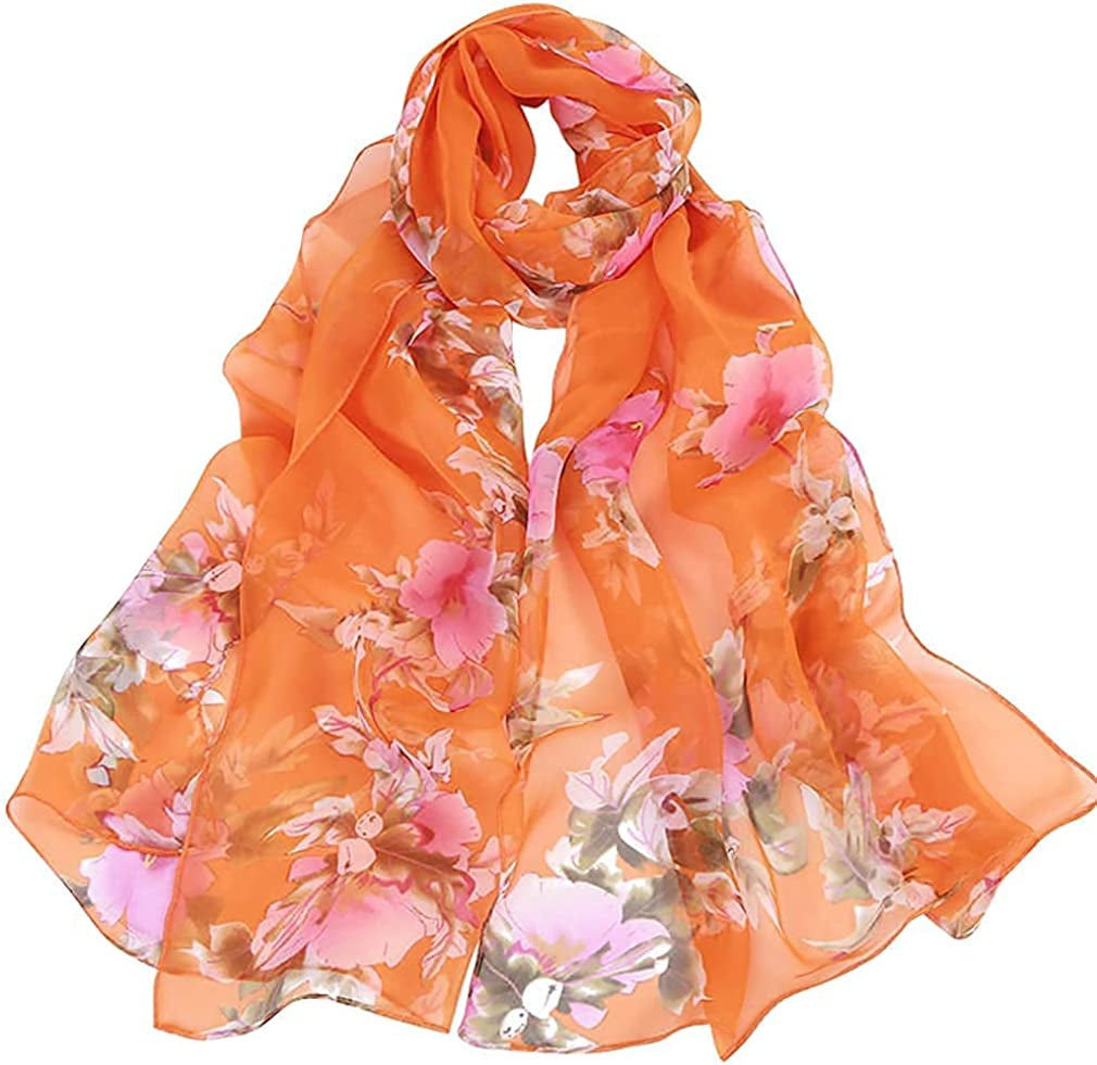 E-Clover Women Soft Floral Print Shawl Chiffon Sheer Scarf Apparel & Accessories > Clothing Accessories > Scarves & Shawls E-Clover Color-16