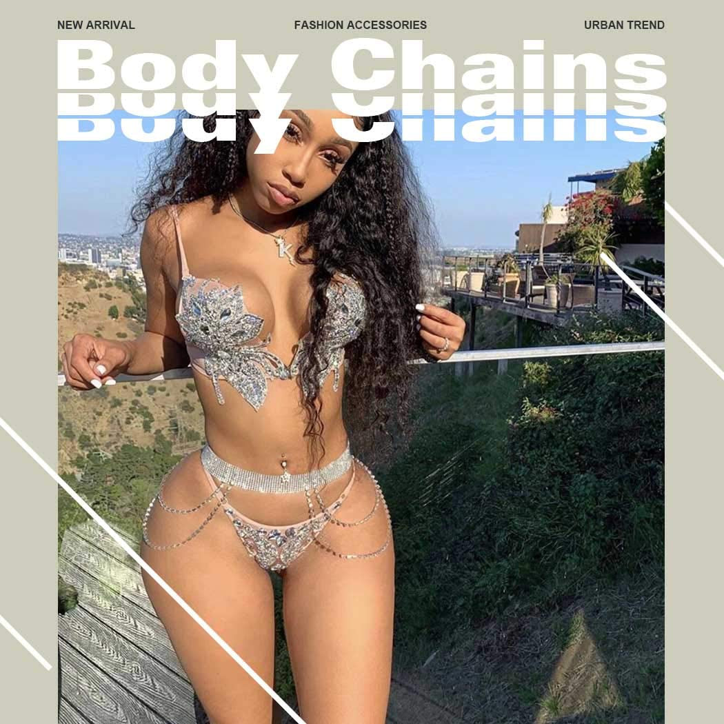 Jeweky Crystal Belly Crystal Waist Chain Silver Body Chains Summer Beach Nightclub Rave Body Accessories Jewelry for Women and Girls Apparel & Accessories > Jewelry > Body Jewelry Artist Unknown
