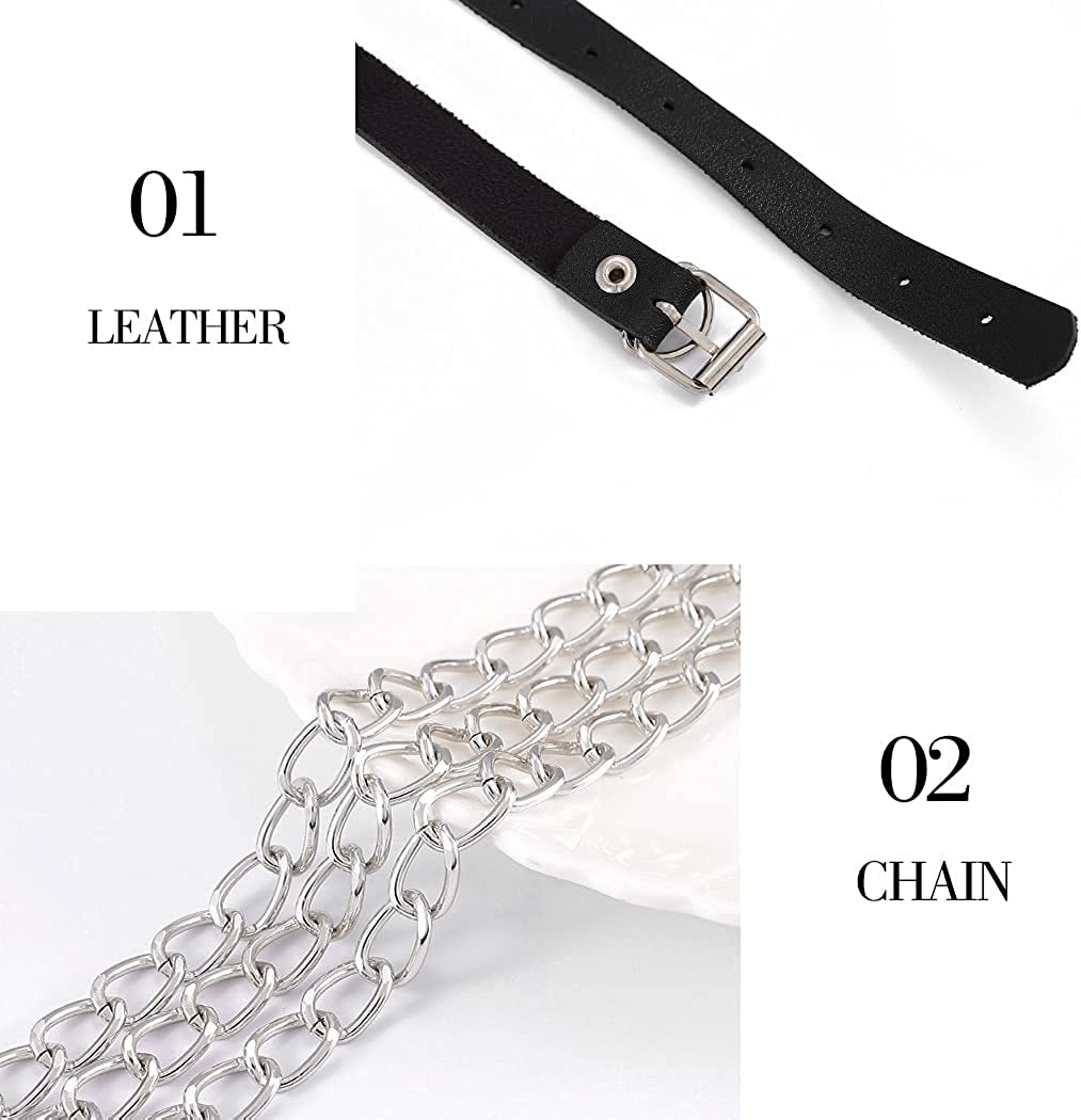 Relbcy Punk Layered Belly Waist Chain Harness Black Leather Body Chains Rave Body Jewelry Nightclub Accessories for Women and Girls Apparel & Accessories > Jewelry > Body Jewelry RELBCY