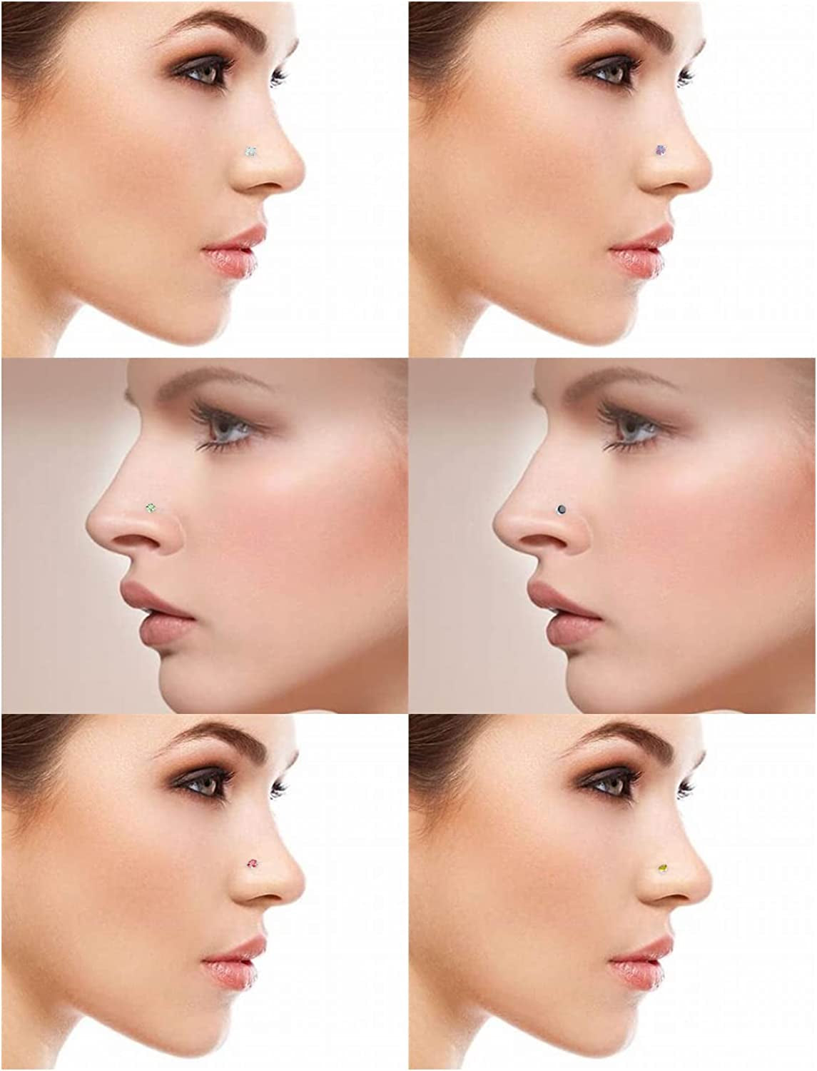 Lsnevsie 18G 20G 22G Stainless Steel Opal Nose Rings Studs for Women Men Nose Piercing Jewelry Top Diamond 1.5Mm 2Mm 2.5Mm 3Mm Apparel & Accessories > Jewelry > Body Jewelry Generic