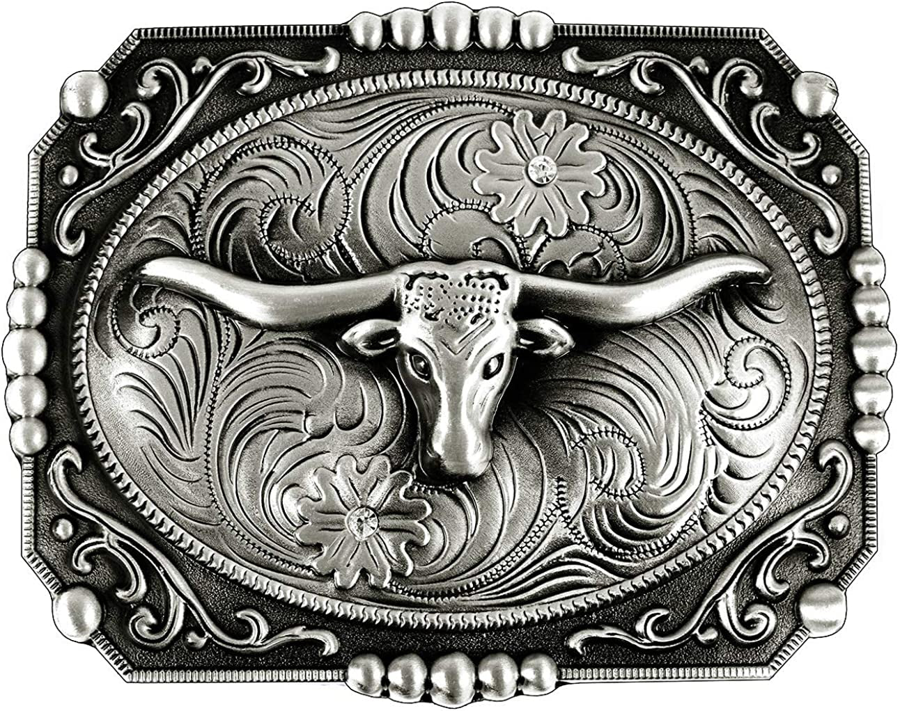 Moranse Religion Cross Cowboy Kneeling Prayer and Horse Design Belt Buckles Apparel & Accessories > Clothing Accessories > Belt Buckles Moranse Cowboy Bull