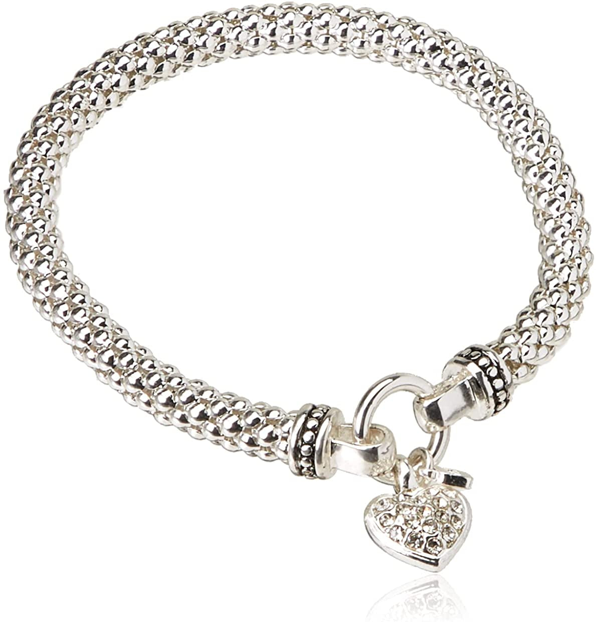 NINE WEST Women'S Silvertone Crystal Pave Heart Stretch Bracelet Apparel & Accessories > Jewelry > Bracelets NINE WEST