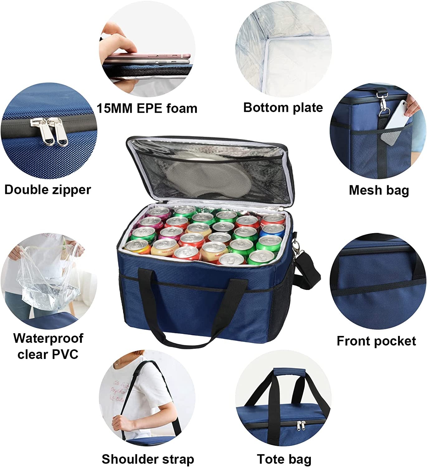 CGBE Collapsible Cooler Bag Insulated Large Lunch Bag Leakproof Thicken Cooler Bag Portable for Camping, Picnic & Beach, Grocery Shopping (48 Can , 37L) Apparel & Accessories > Jewelry > Anklets CGBE